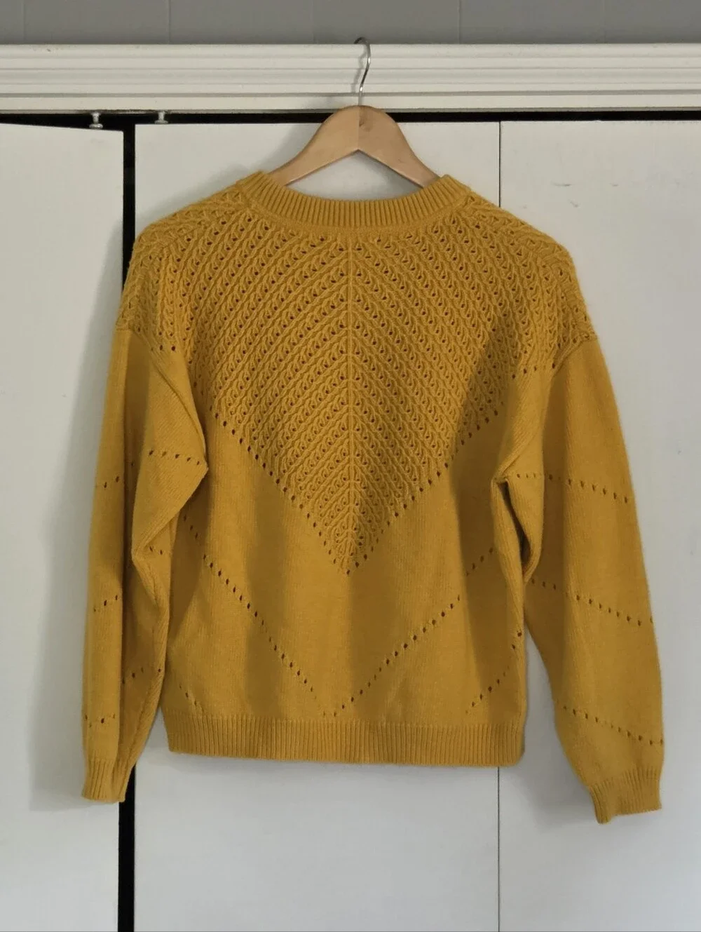 Marine Layer Eyelet Chevron Sweater in Mustard